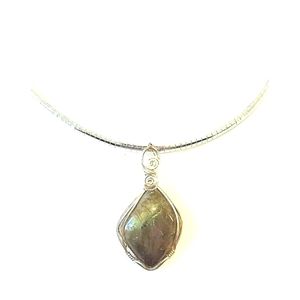 MADE IN HAWAII Sterling Silver LABRADORITE Wrapped Pendant Handmade NWT